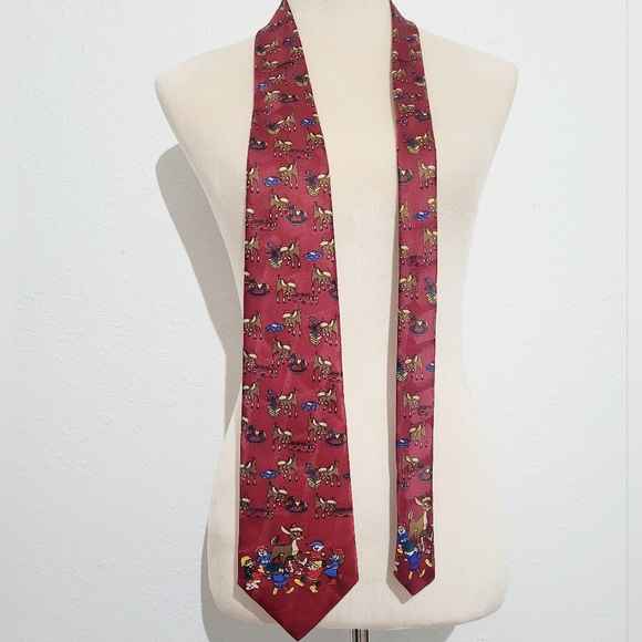 Vintage Rudolph The Red Nosed Reindeer And Elves Christmas Tie Necktie Holiday - Picture 2 of 7